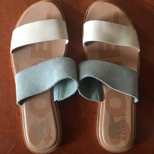 SOREL WOMEN'S ELLA I SLIDE SIZE 8 Double Strap Flat Slide Sandals Espadrille